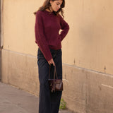 Pull Mao Bordeaux