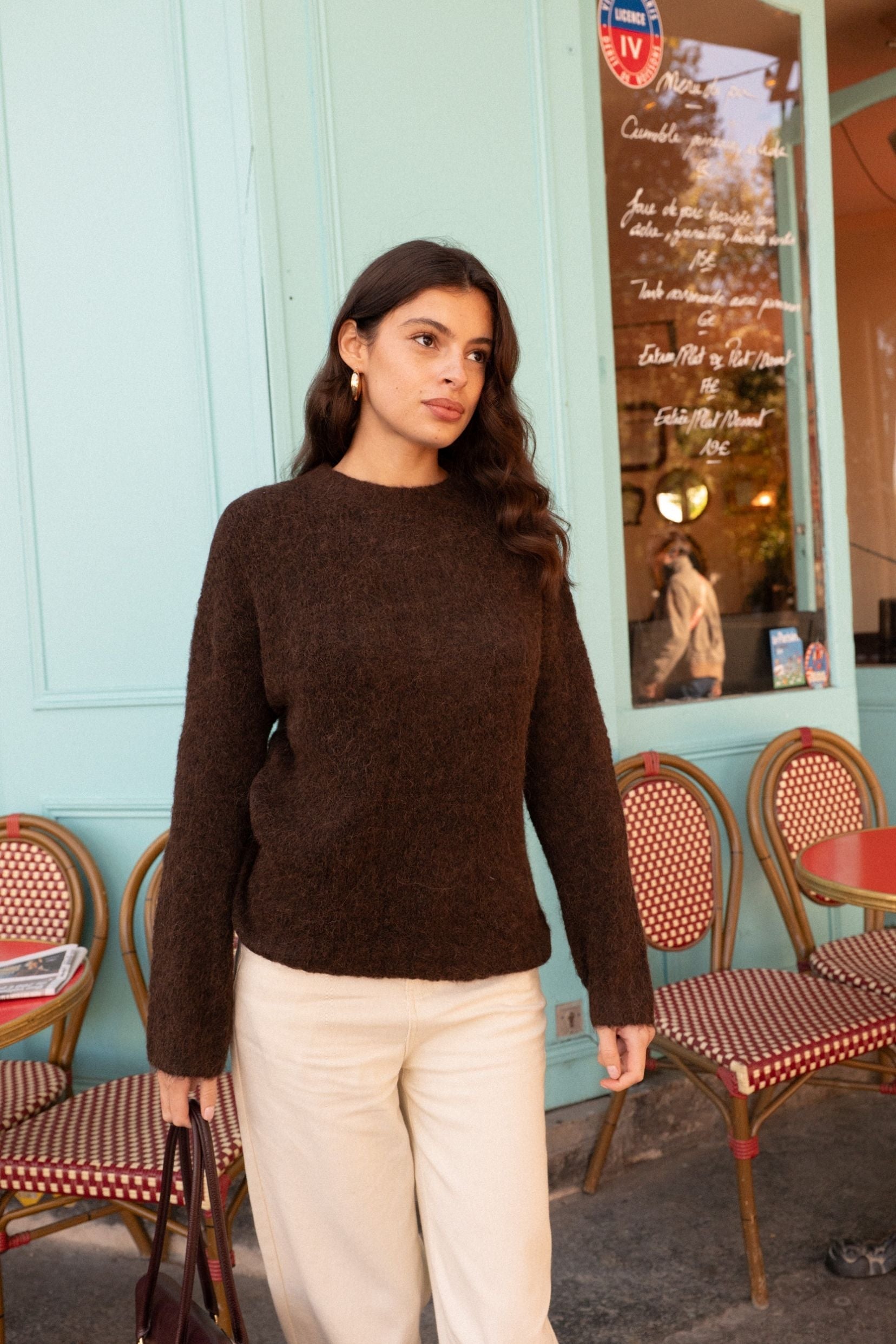 Pull Chocolat À Col Rond Et Ourlet Frangé | Tricots | PLT FR Pull Chocolat À Col Rond Et Ourlet Frangé | Tricots | PLT FR