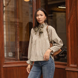 Blouse Clélia Carreaux Kaki