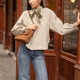 Blouse Clélia Carreaux Kaki