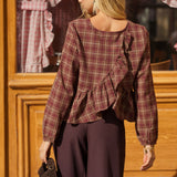 Blouse Loena Carreaux Bordeaux