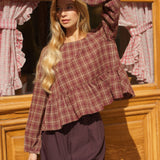 Blouse Loena Carreaux Bordeaux
