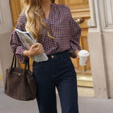 Blouse Ondine Carreaux Bordeaux