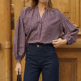 Blouse Ondine Carreaux Bordeaux
