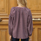 Blouse Ondine Carreaux Bordeaux