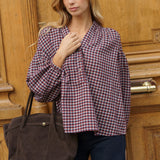 Blouse Ondine Carreaux Bordeaux
