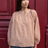 Blouse Ondine Carreaux Camel