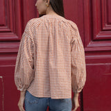 Blouse Ondine Carreaux Camel