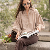 Blouse Rachel Rayé Marron