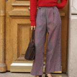 Pantalon Edmée Carreaux Bordeaux