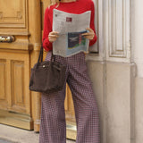 Pantalon Edmée Carreaux Bordeaux