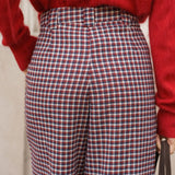Pantalon Edmée Carreaux Bordeaux