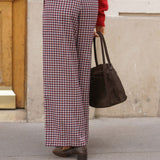 Pantalon Edmée Carreaux Bordeaux