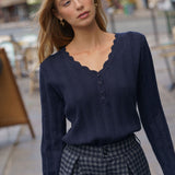 Pantalon Lorette Vichy Marine