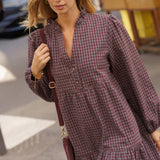 Robe Clémentine Carreaux Bordeaux