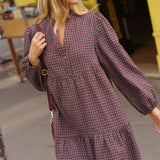 Robe Clémentine Carreaux Bordeaux