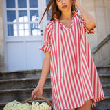 Robe Juliana Rayé Rouge